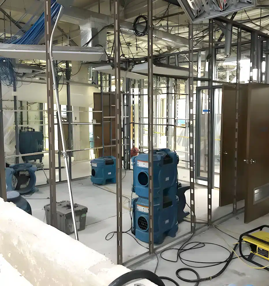 Commercial water damage restoration service in Round Lake with industrial air movers and drying equipment